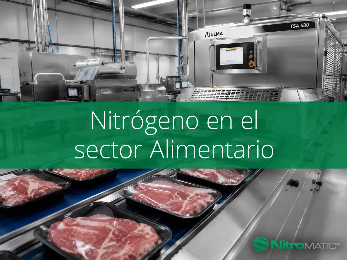 Envases de alimentos preservados con nitrógeno en la industria alimentaria para prolongar su vida útil y calidad.